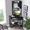 Triangle Corner Computer Desk with Open Hutch and Storage Shelves Ideal Choice for Any Room